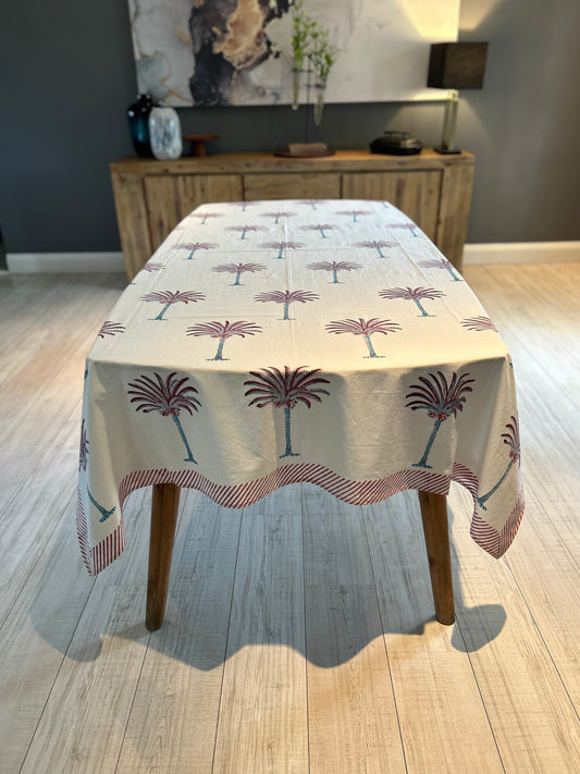 Palm tree oasis Indian block printed table cloth